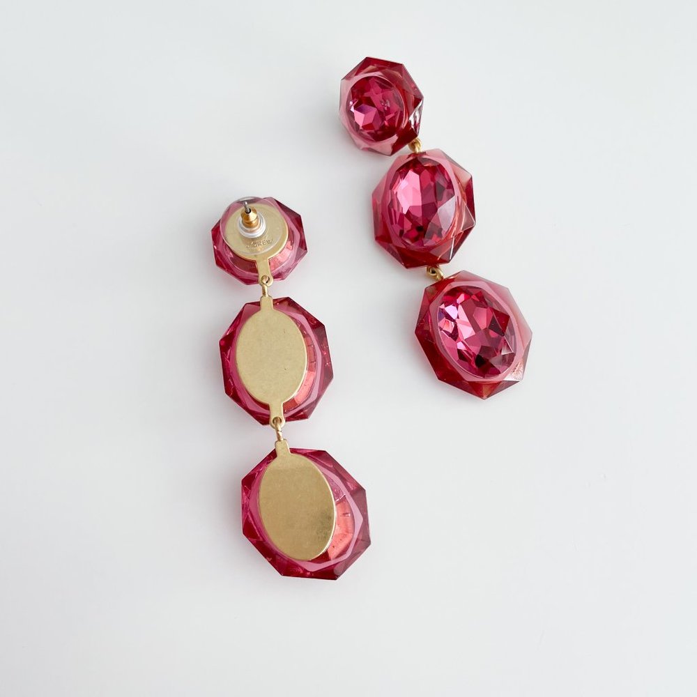 J. Crew Sparkly Drop Earrings (Fuschia) - Picture 3 of 5